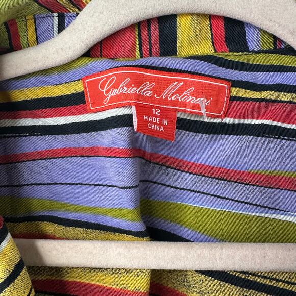 Sz 12 NWOT Gabriella Molinari Striped Blazer Jacket Multicolor Retro Maximalist - Picture 2 of 7